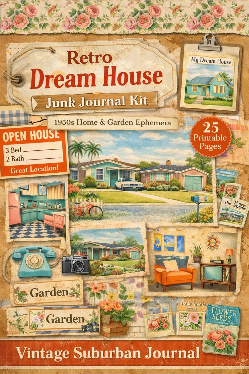 Retro Dream House Junk Journal Kit – 1950s Ephemera (25 Pages Printable ...