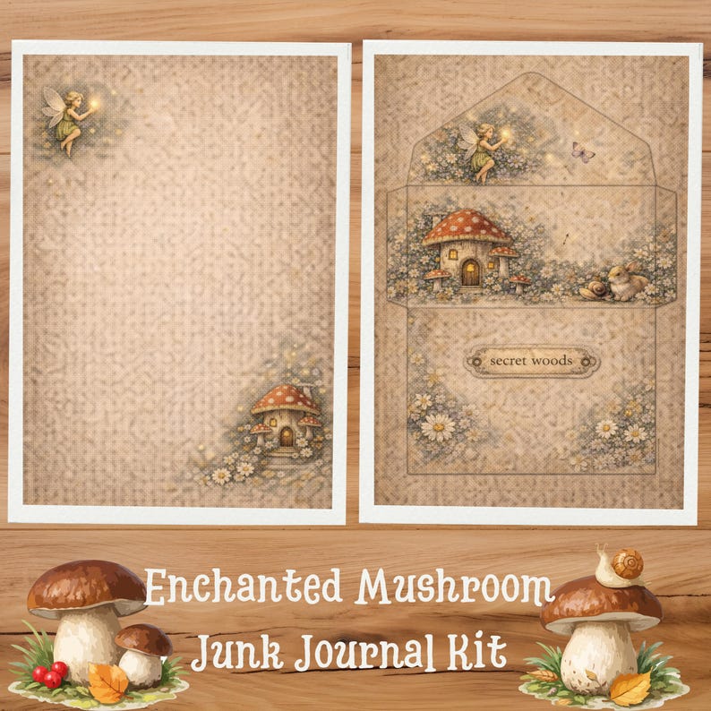 Mushroom Woodland Junk Journal Kit – Fairy Cottagecore Ephemera (A4 ...