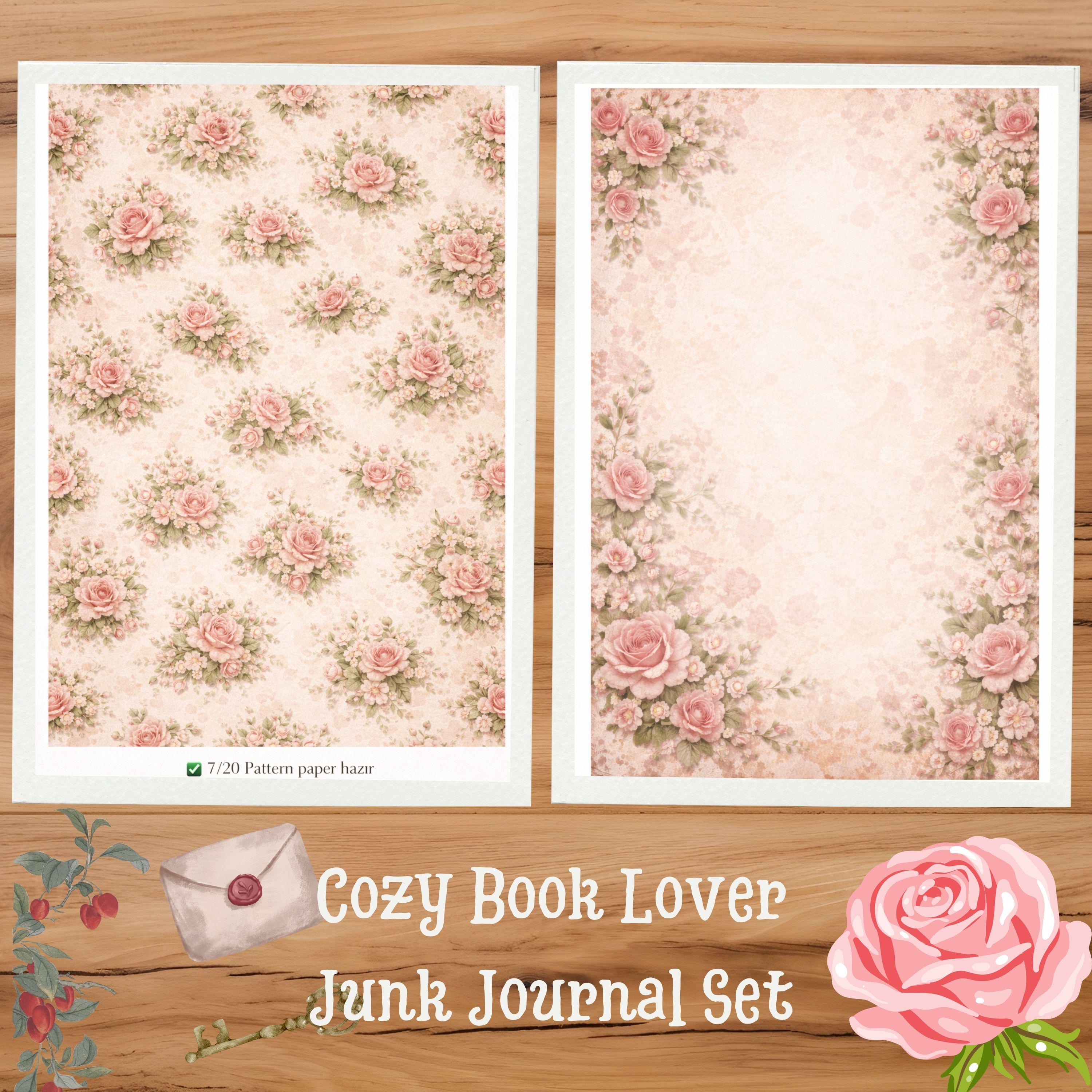 Vintage Rose Junk Journal Kit – Printable Ephemera, Floral Cards, Tags ...