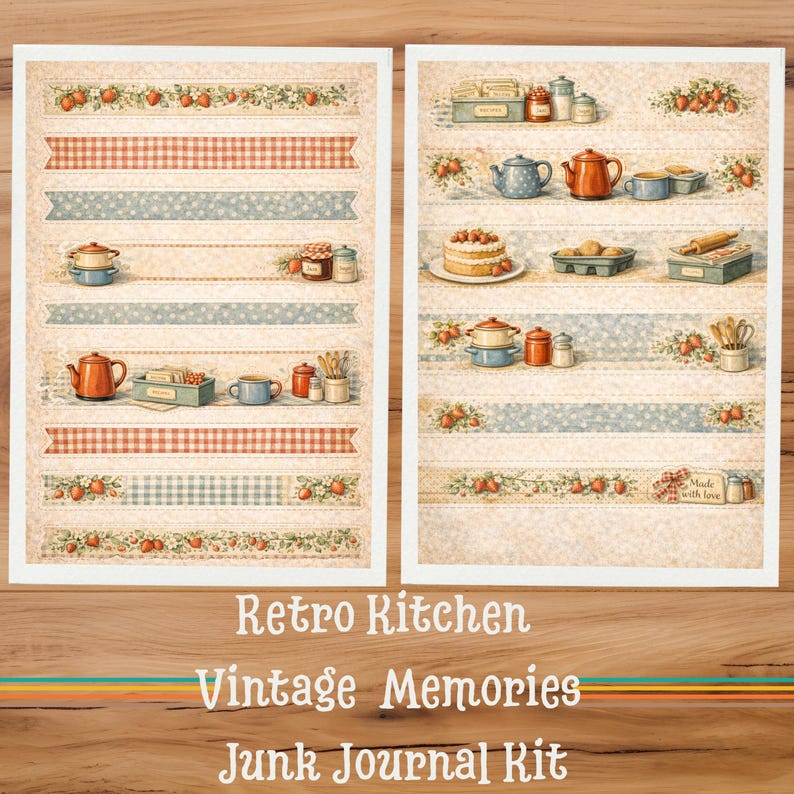 Retro Kitchen Junk Journal Kit | Vintage Ephemera, Printable Pages (PDF ...