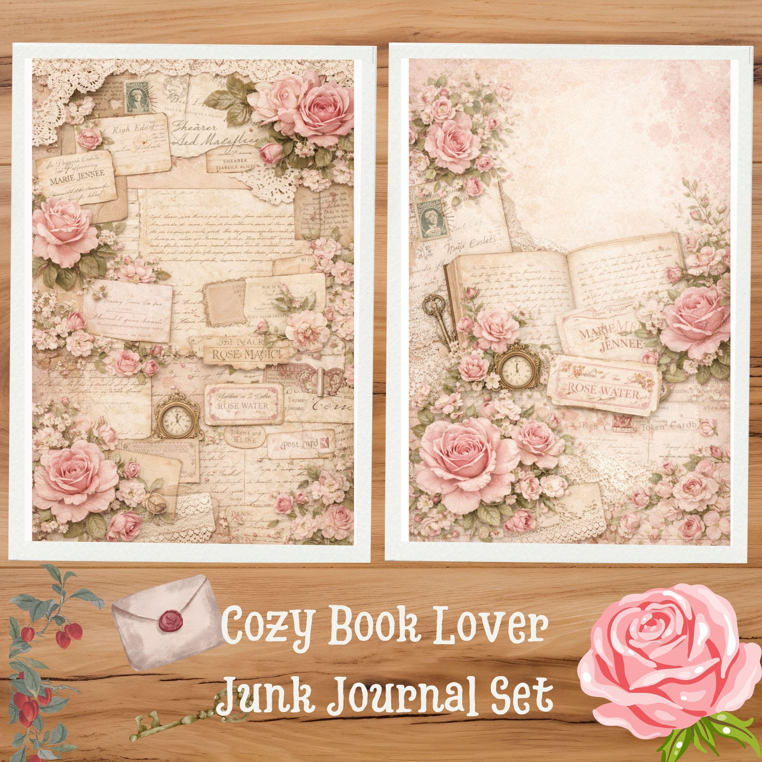 Vintage Rose Junk Journal Kit – Printable Ephemera, Floral Cards, Tags ...
