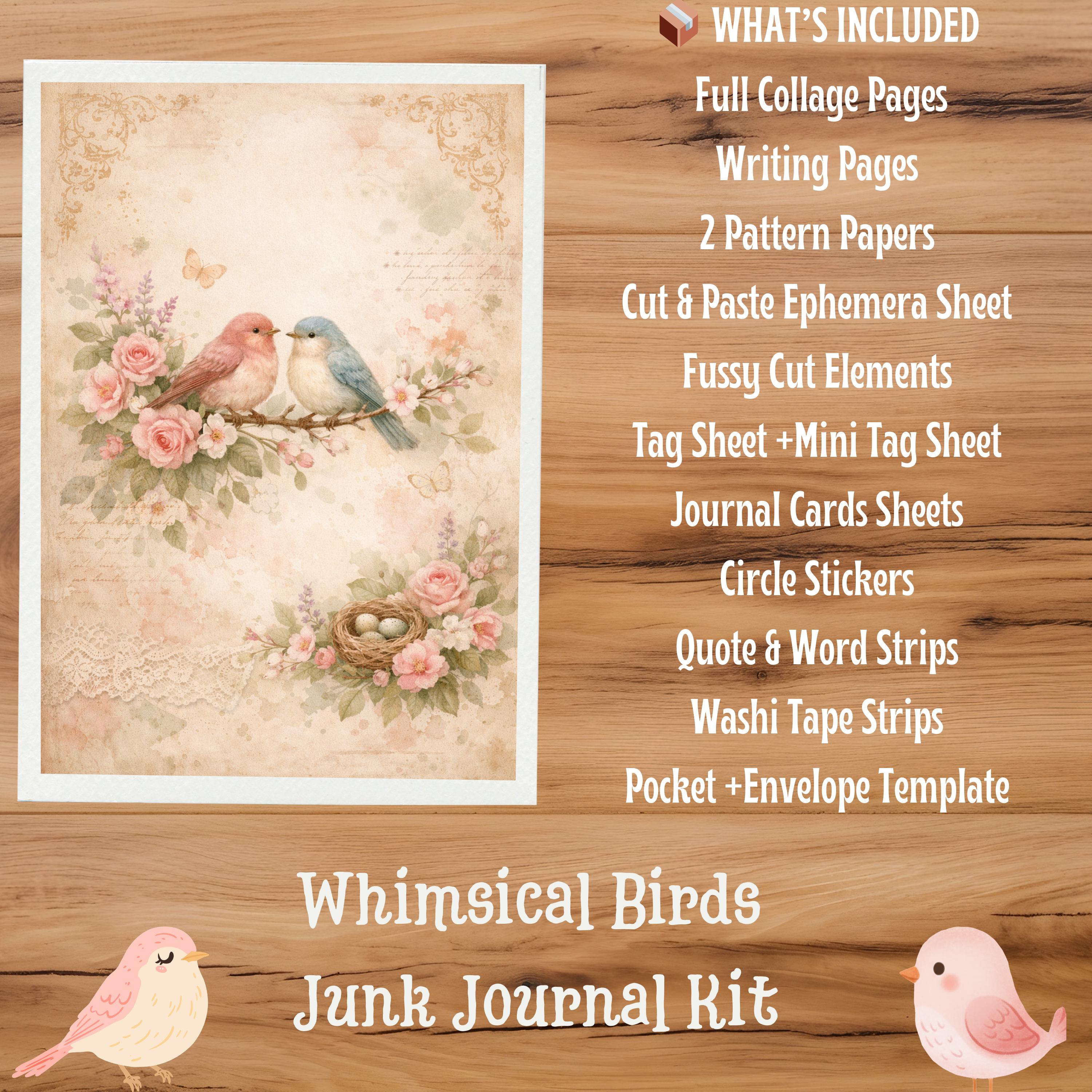 Cottagecore Birds Junk Journal Kit, Vintage Bird Ephemera Printable ...