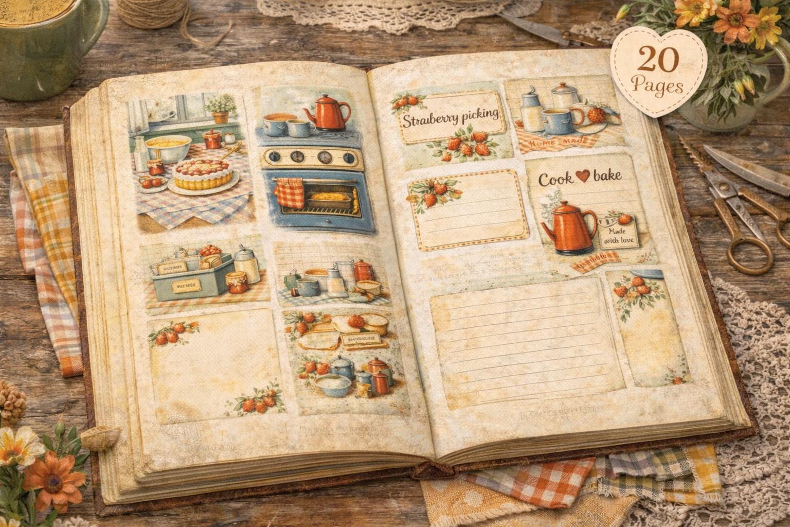Retro Kitchen Junk Journal Kit | Vintage Ephemera, Printable Pages (PDF ...