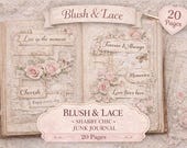 Blush & Lace Shabby Chic Journal Kit | Printable Junk Journal Pages | Floral Lace Vintage Journal | A4 Digital Download