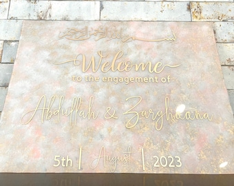 Acrylic Wedding Welcome Sign, Personalized Arabic Calligraphy, Nikkah Sign, Engagement Sign, Bridal Shower Sign, Mehndi Sign