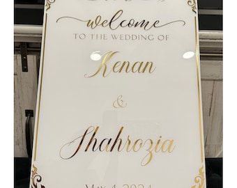 Acrylic Wedding Welcome Sign, Personalized Arabic Calligraphy, Nikkah Sign, Engagement Sign, Bridal Shower Sign, Mehndi Sign, Katb Kitab