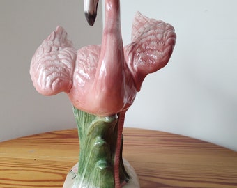 Fitz and Floyd Flamingo Decor, 8.5" Tall Flamingo, Ceramic Flamingo Statue
