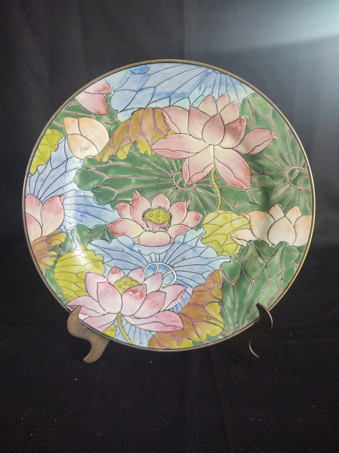 Chinese Porcelain Lotus Flower Plate Qing Dynasty Etsy