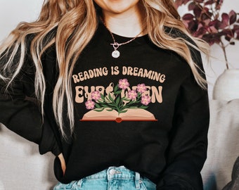 Reading Is Dreaming With Your Eyes Open Sweater, Librarian Book Lover Shirt, Teacher Gift, Book Lover Gift, Reading Book, Bookworm Gift