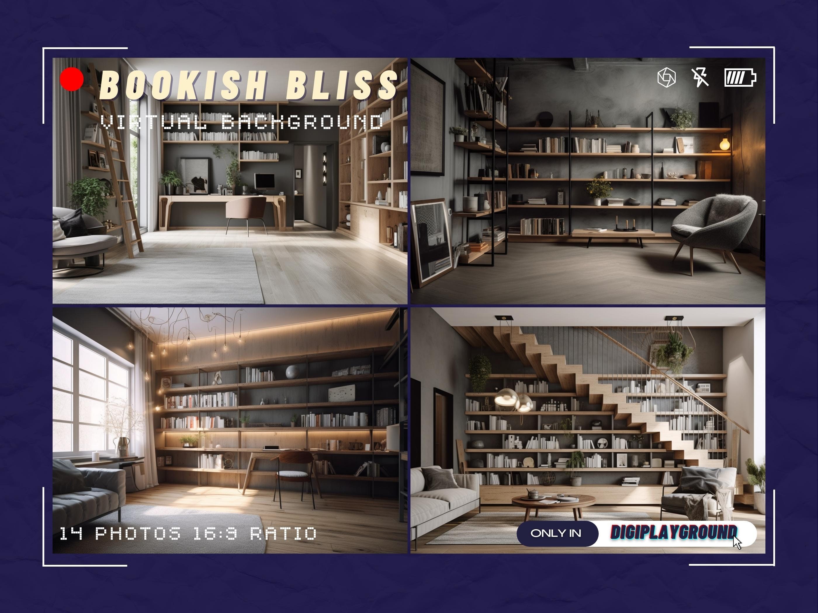 Bookshelves Zoom Backgrounds Bookshelves Streaming Etsy Ireland