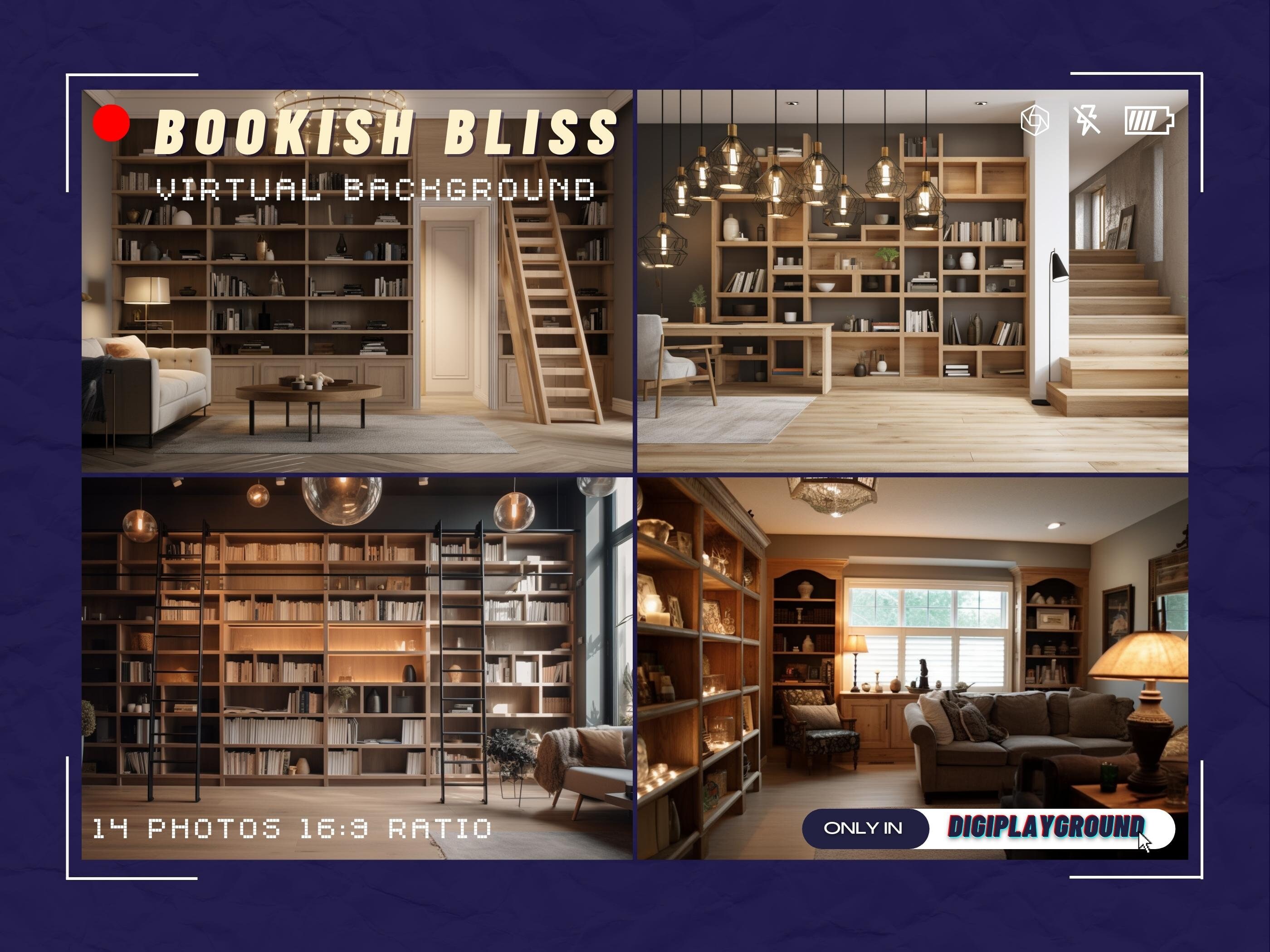 Bookshelves Zoom Backgrounds Bookshelves Streaming Etsy Ireland