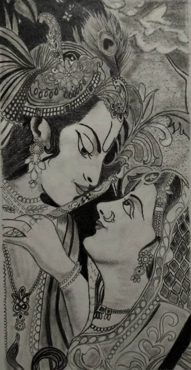 Shri Krishna Sketch by Shaivya in Singapore