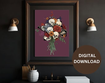 Flower of Skull|Printable Wall Art|Inspiration & Powerful Gift for all Occasions|Digital Art