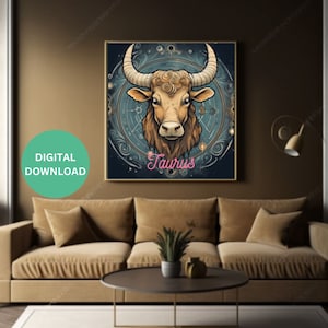 Zodiac Taurus Print: Comfort Colors Astrology Art (Digital Download