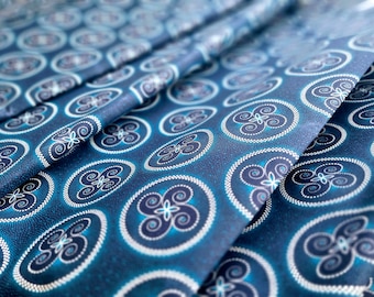 Blue Circles Fabric - Shweshwe