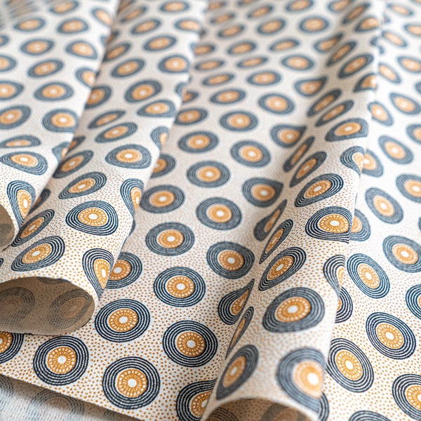 Beige Circle Fabric - Shweshwe