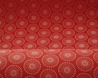 Red Circles Fabric - Shweshwe