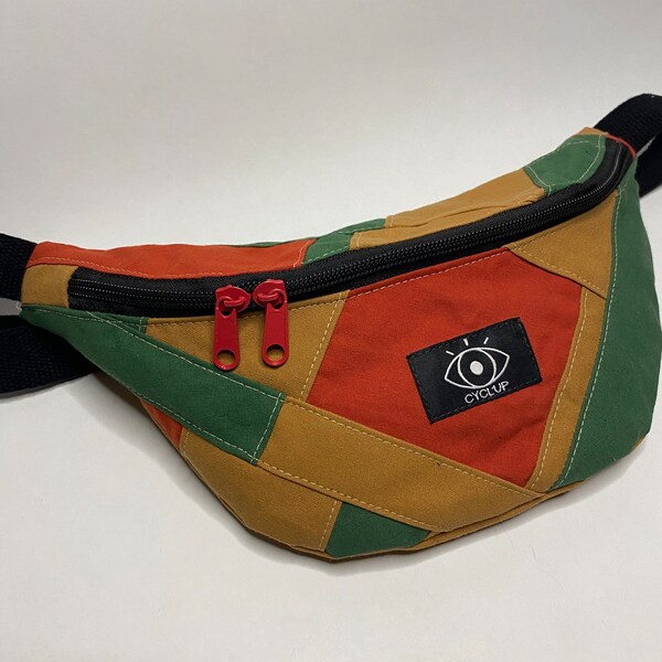 Upcycled fanny pack with a vintage tent canvas, upcycled fanny pack, men's fanny pack, patchwork fanny pack, women's fanny pack, vintage fanny pack