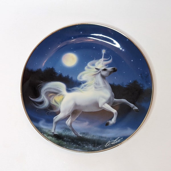 Collectible The Diamond Unicorn 8" Porcelain Plate Franklin Mint Limited Edition