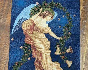 Vintage Tapestry Wall Hanging Christmas Angel