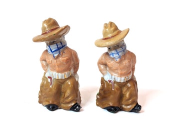 Vintage Cowboy Bandit Salt and Pepper Shakers