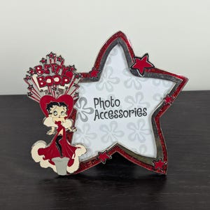 Vintage 2004 Metal Enamel Betty Boop Star Shaped Picture Frame 6" x 5.5"