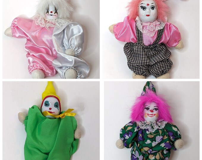 Vintage Porcelain Bean Bag Doll Clowns Choose a Clown Etsy