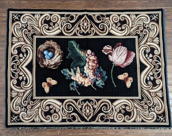 Woven Wall Tapestry Nature Scene · Butterflies · Flowers · Grapes · Bird Egg Nest · Scrollwork