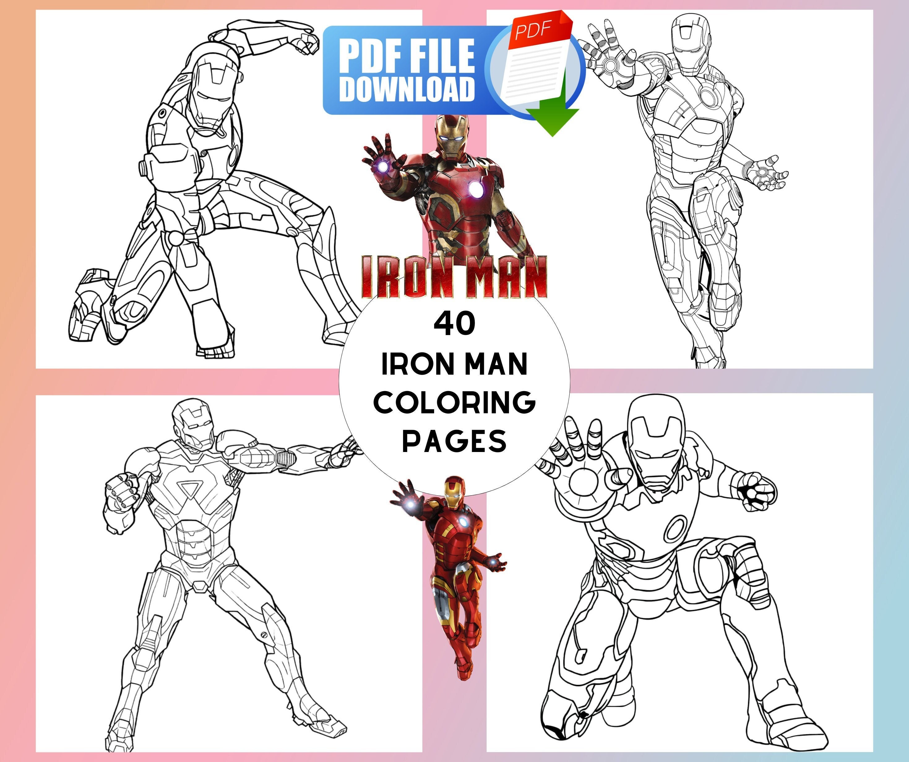 Iron Man Coloring Book Iron-man Printable Book İron Man - Etsy
