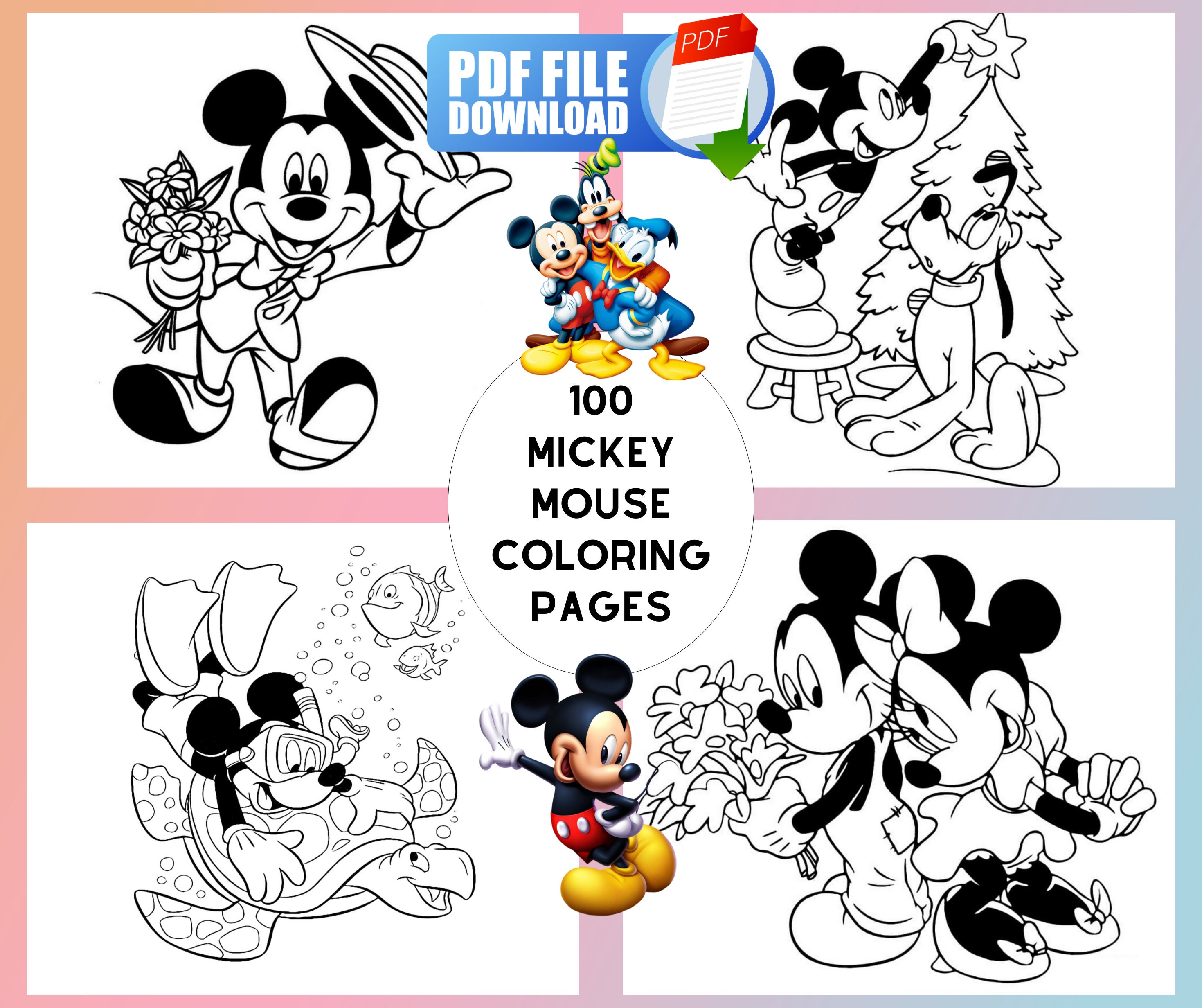 Mickey Mouse Coloring Book Mickey Mouse Printable Book - Etsy