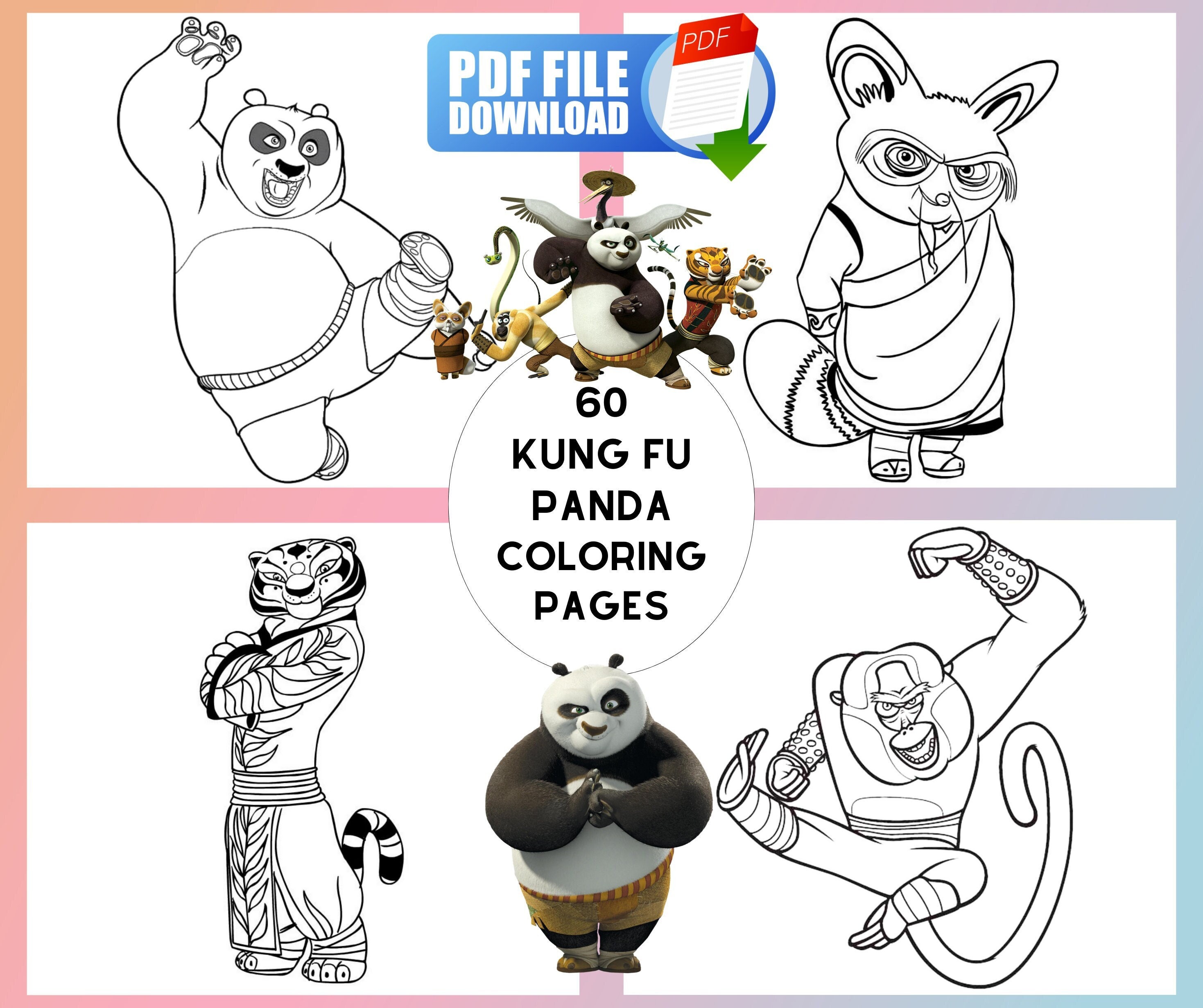 Combo Panda Coloring Pages Printable