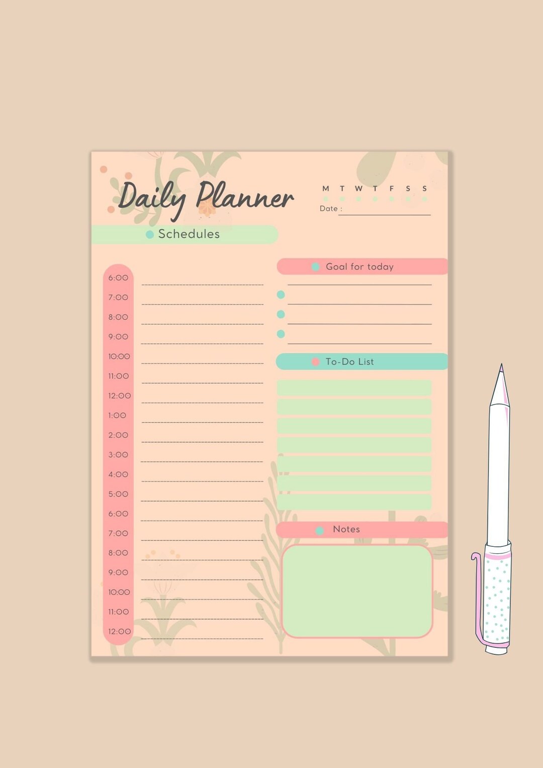Digital Planner Printable Planner Daily Planner - Etsy