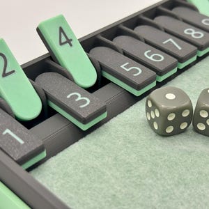 Shut The Box - 12-player. Historical dice game, pub game, travel game for 1 to 4 players. Luck and strategy. Dice Board Travel Game image 8