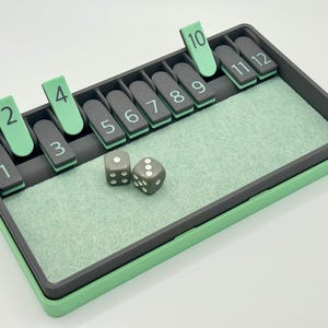 Shut The Box - 12-player. Historical dice game, pub game, travel game for 1 to 4 players. Luck and strategy. Dice Board Travel Game image 6