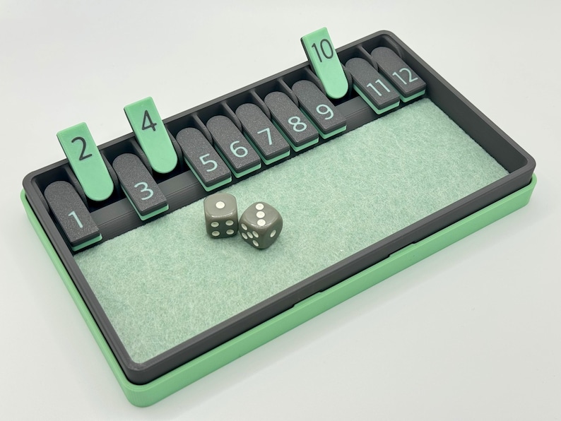 Shut The Box - 12-player. Historical dice game, pub game, travel game for 1 to 4 players. Luck and strategy. Dice Board Travel Game image 6