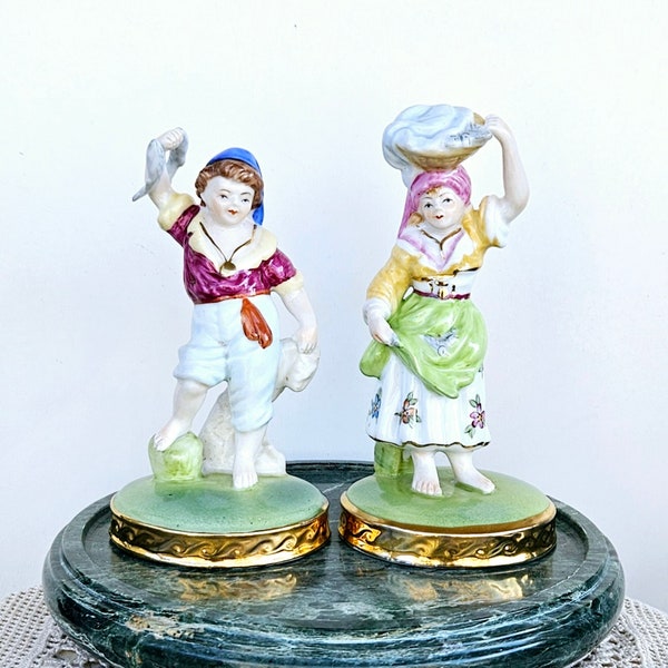 Vintage Royal Vienna Pair Porcelain Figurine Austria. Hand Painted. Vintage Decor