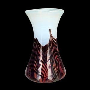 Vintage Murano Glasvas Opalin Lila Virvel Handblåst Italien 12,5 cm