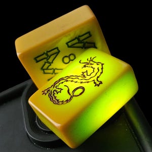 Vintage 1930s Early Bakelite Mahjong Set Butterscotch & Pistachio Translucent Catalin 152 Tiles Original Case