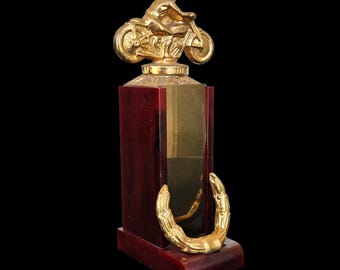 Vintage Art Deco Bakelite Cherry Amber Marbled Catalin Moto Racing Trophy