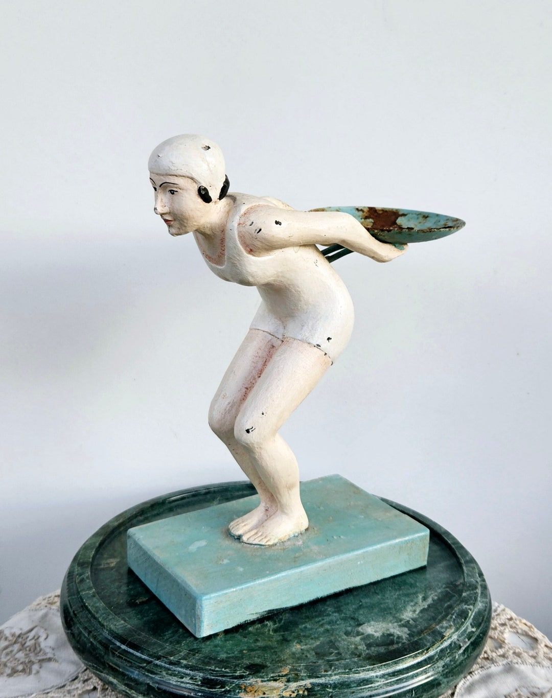 Vintage Art Deco Swimmer Diver Figurine 1930s Rare. Vintage Decor. Hand