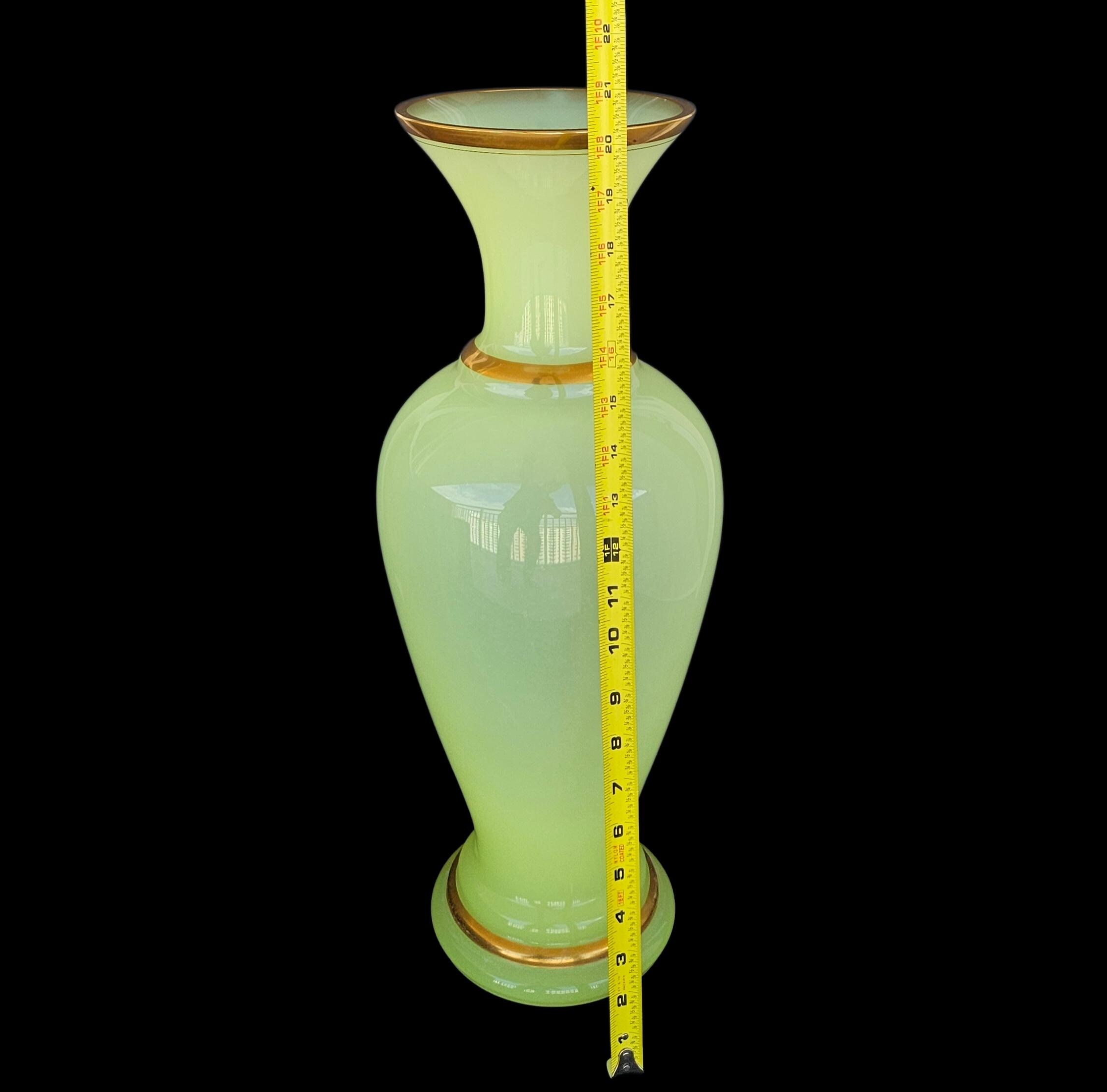 Antique Baccarat Uranium Opaline Vase 20