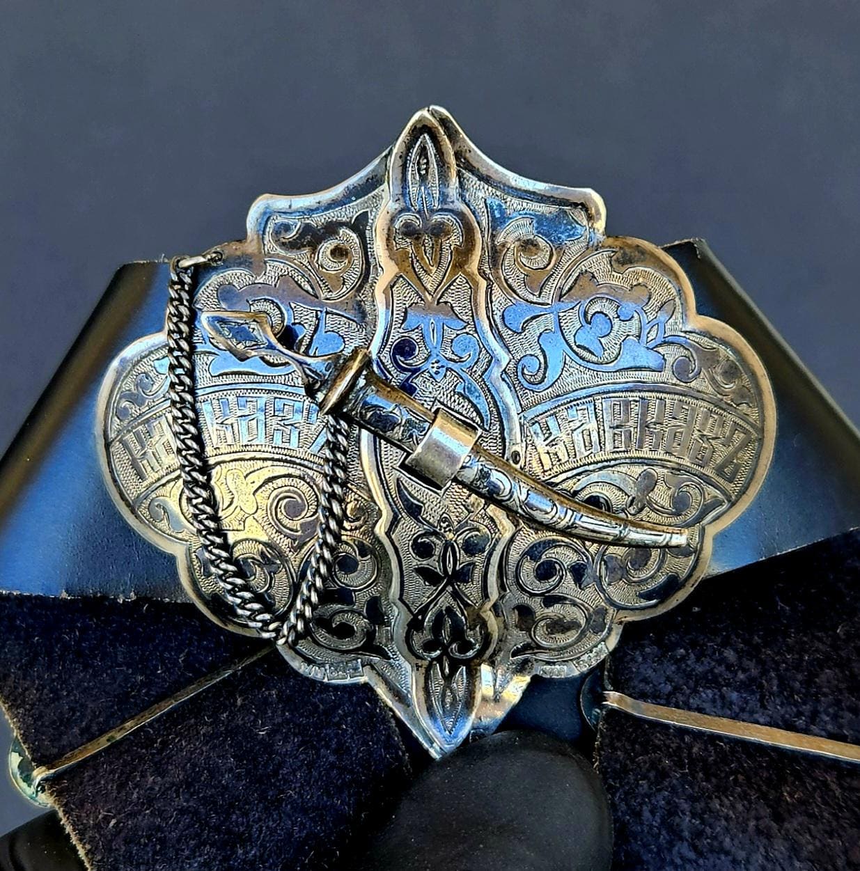 c1900 Antique Imperial Russian Silver Niello Belt Antique Persian 1896 Imperial Russian 84 Silver Niello  main image 4