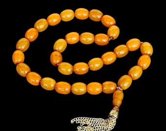 Vintage Catalin Butterscotch Marbled Tasbih Prayer Beads Bakelite Misbaha 29g