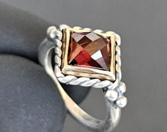Vintage James Avery Alessandra Garnet Ring 14K Gold Sterling Retired Pinky Midi Sz 4.5
