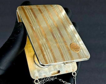 Bolso compacto de baile Art Déco Elgin American de oro de 14 quilates sobre plata de ley