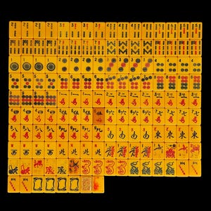 Vintage Cardinal Mah Jongg Set 152 Catalin Butterscotch Bakelite Tiles Complete American Mahjong image 3