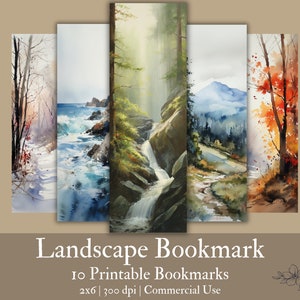 10 Landscape Printable Bookmarks Digital Download Set - Etsy
