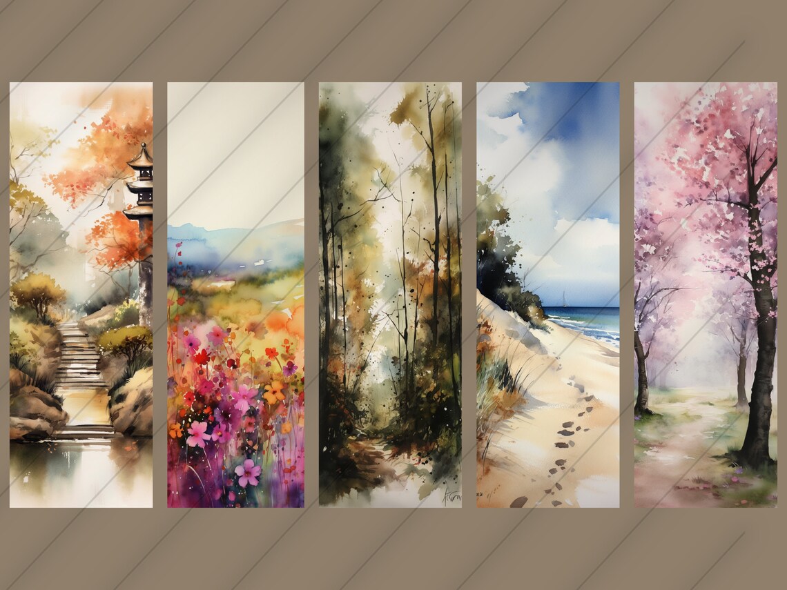 10 Landscape Printable Bookmarks Digital Download Set - Etsy