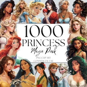 Märchenprinzessin Clipart Mega Pack, Fantasy Prinzessin Clipart, Kommerzielle Nutzung PNG, Aquarell Märchen Clipart, Sofortiger Download
