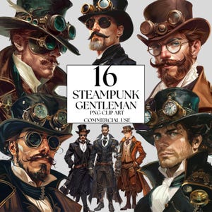 Steampunk Gentleman clipart, akwarela Steampunk Man clipart, pakiet Fantasy Steampunk clipart, wiktoriański PNG, Steampunk PNG do użytku komercyjnego